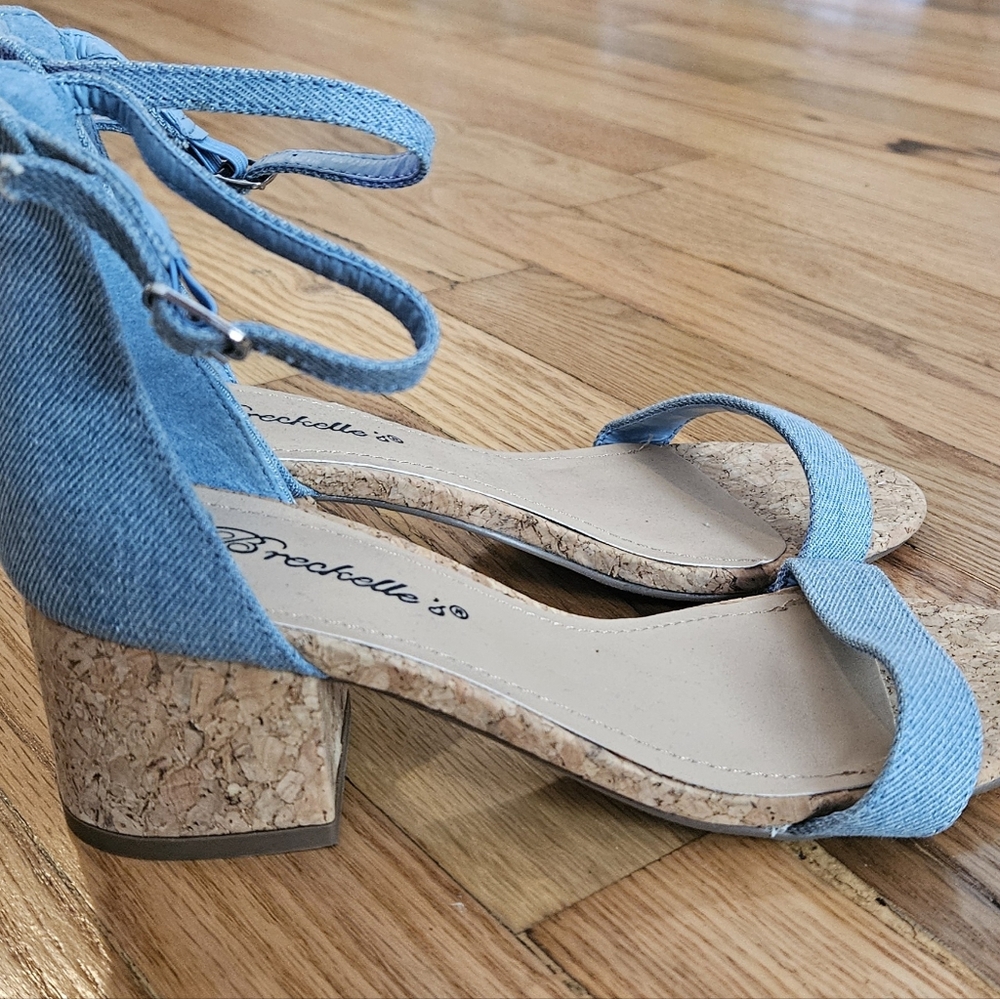 Denim & cork size 5 1/2 heeled sandal